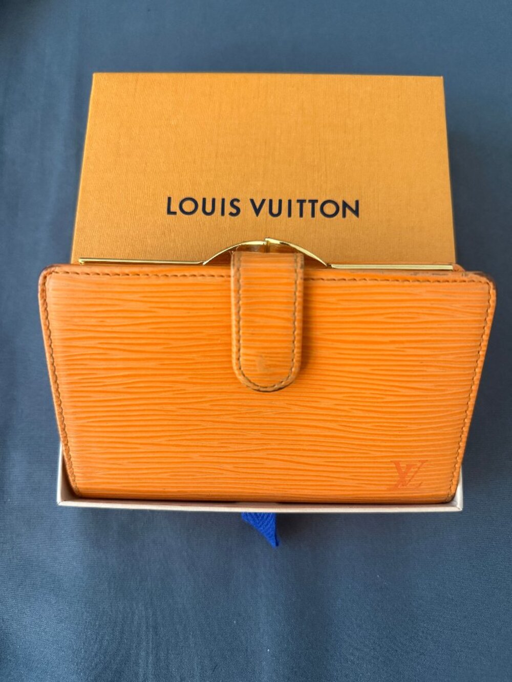 Louis Vuitton Orange Epi Viennois Bifold Wallet with Box